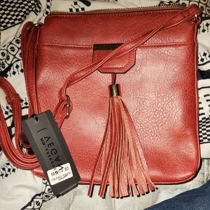 Deluxity Los Angles Red Vegan Crossbody Bag NWT